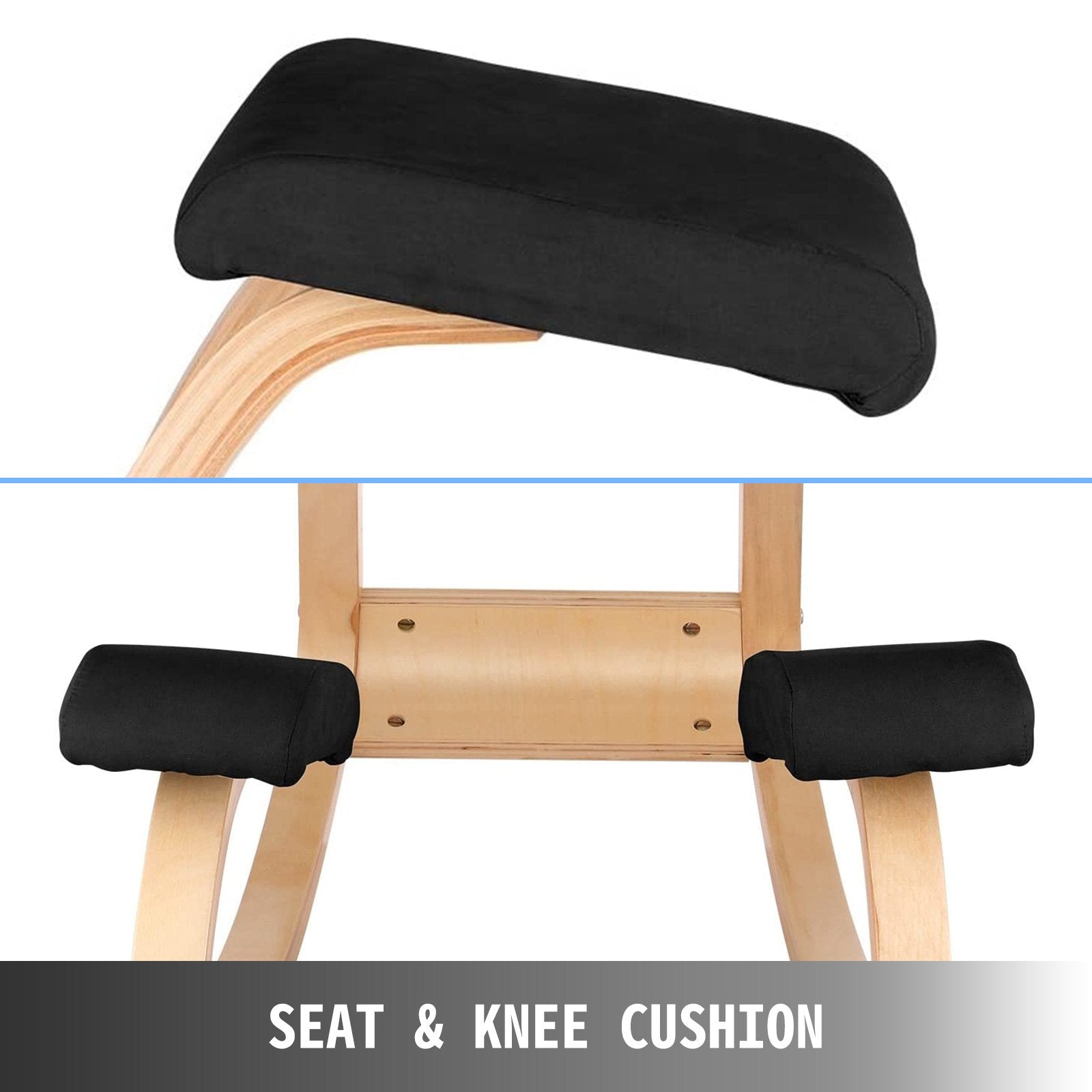Back Care: VEVOR Wooden Ergonomic Kneeling Chair Memory Seat Cushion Relieving Body Black