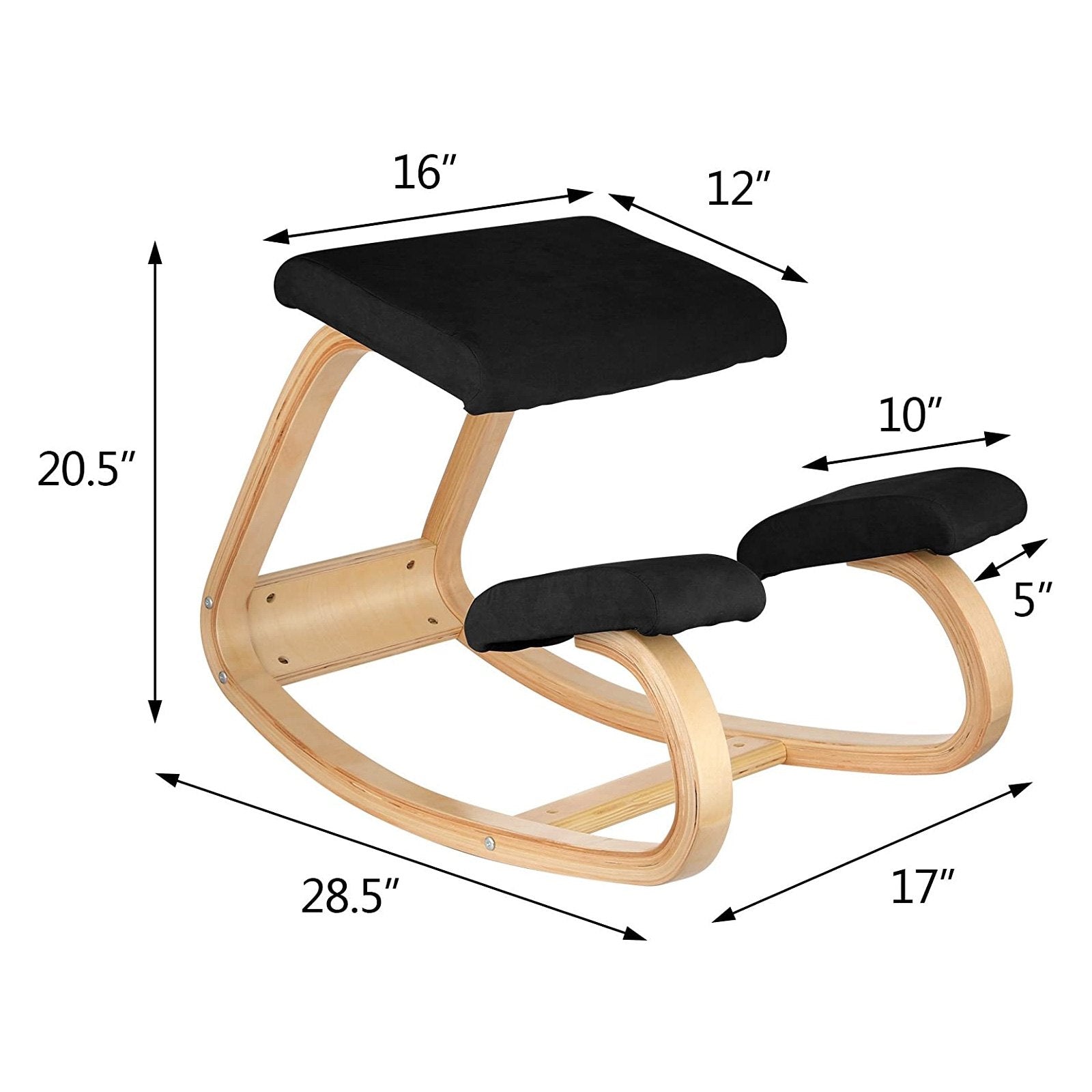 Back Care: VEVOR Wooden Ergonomic Kneeling Chair Memory Seat Cushion Relieving Body Black