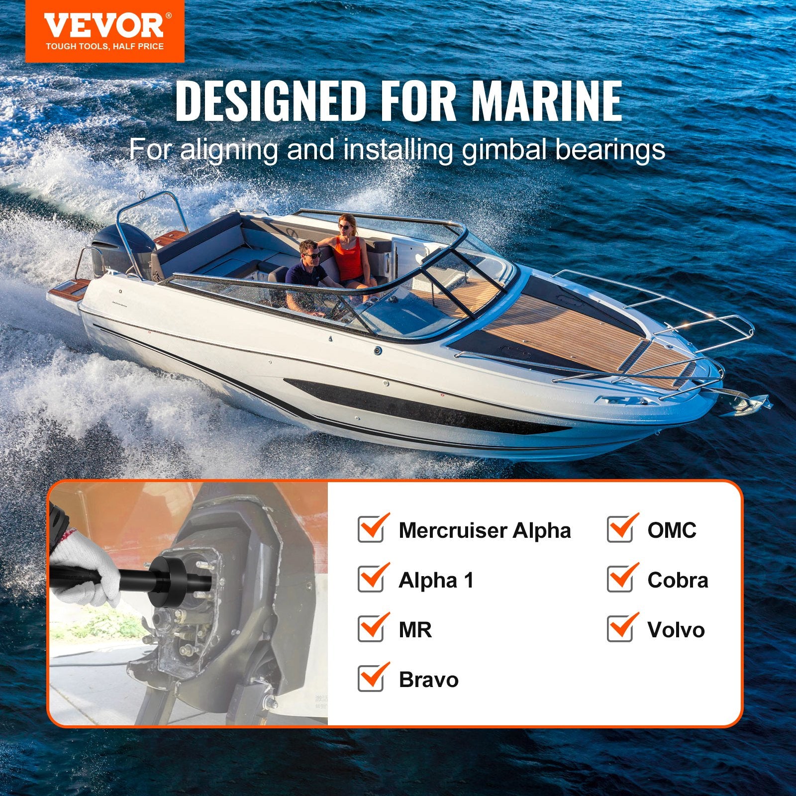 Boating Accessories: VEVOR Gimbal Bearing Alignment and Install Kit Mercruiser Alpha Bravo OMC Cobra