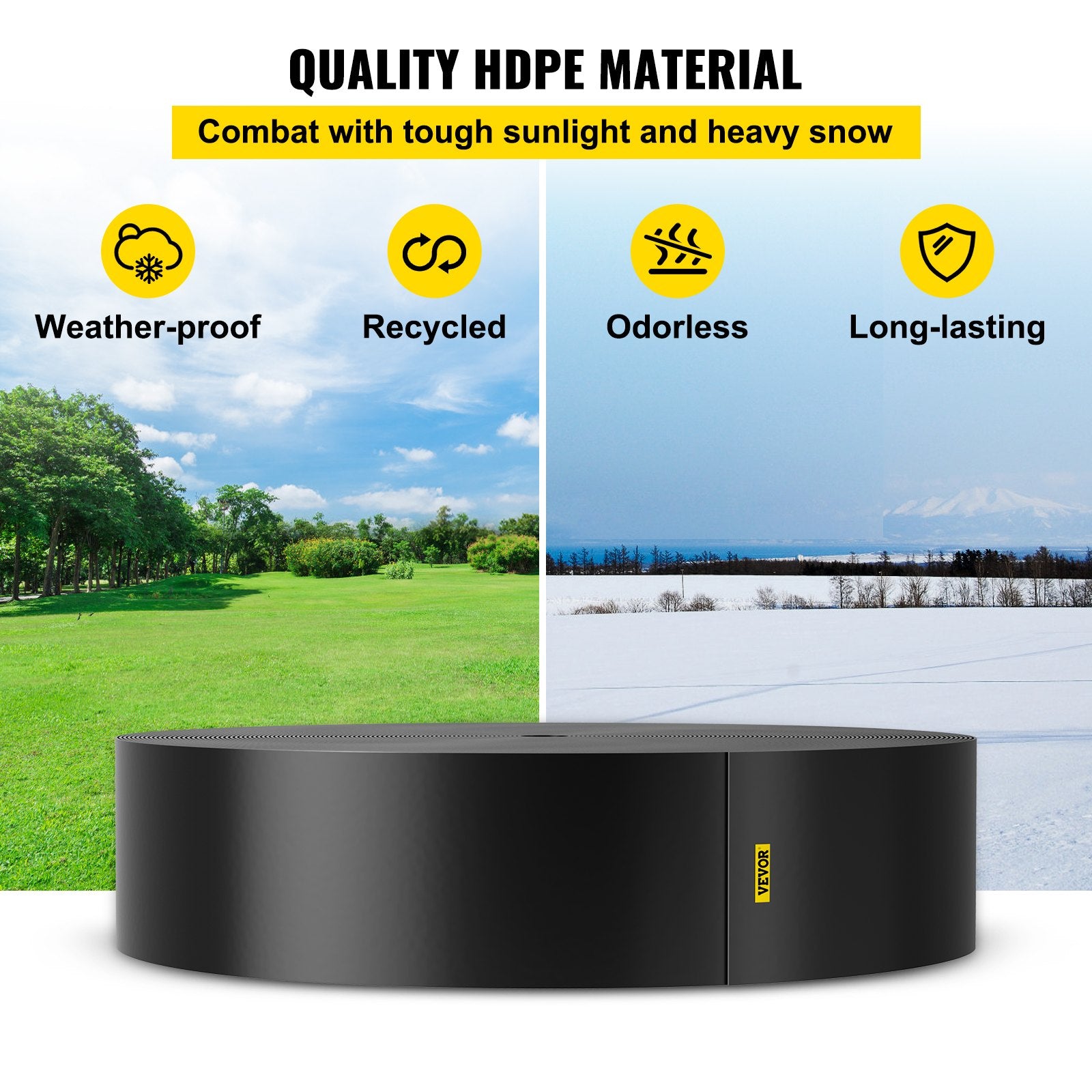 Canopies & Gazebos: VEVOR Landscape Edging, 25.4cm Depth 91.44m Total Length, Recycled HDPE Coiled Terrace Board, Flexible Bender Border for Landscaping, Lawn, Garden, Yard, Against Invading Weeds, Black