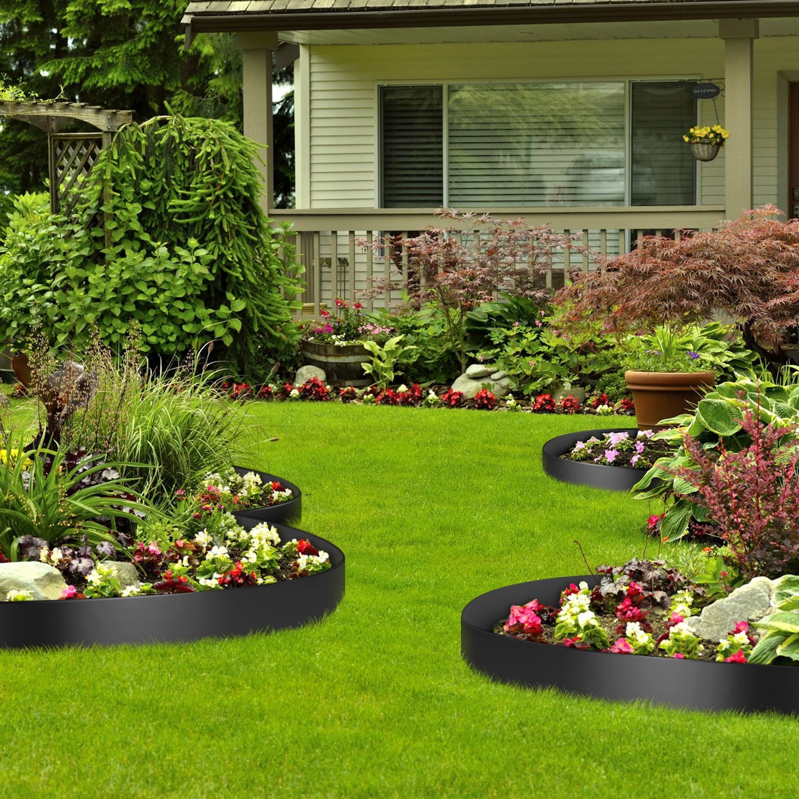 Canopies & Gazebos: VEVOR Landscape Edging, 25.4cm Depth 91.44m Total Length, Recycled HDPE Coiled Terrace Board, Flexible Bender Border for Landscaping, Lawn, Garden, Yard, Against Invading Weeds, Black