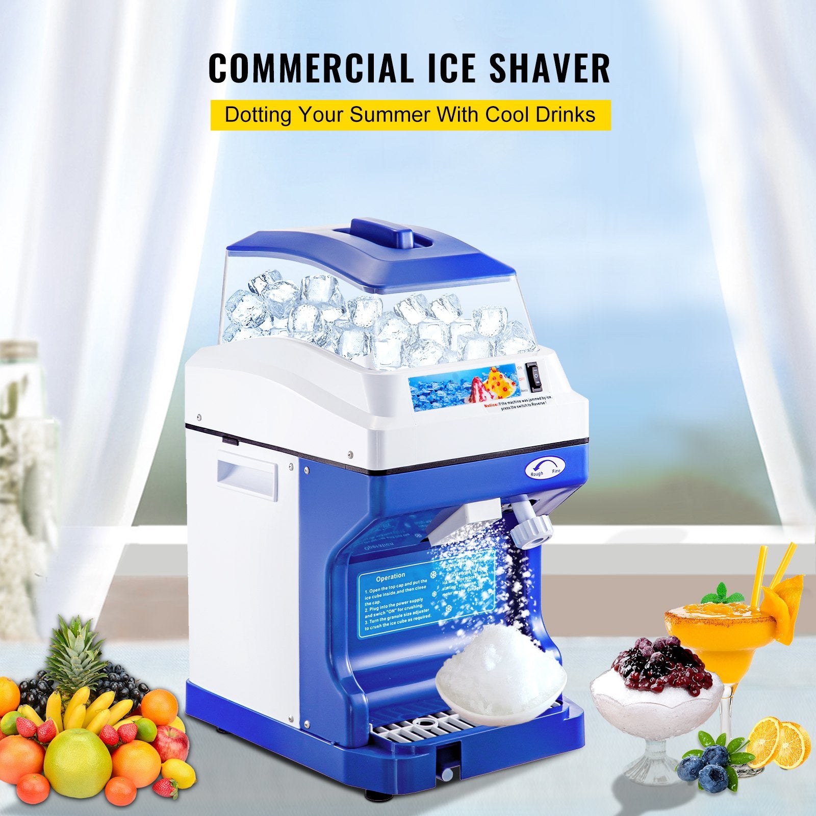 Reptile & Amphibian Habitat Accessories: VEVOR Commercial Ice Shaver Ice Shaving Machine Crusher Snow Cone Maker 200KG/H