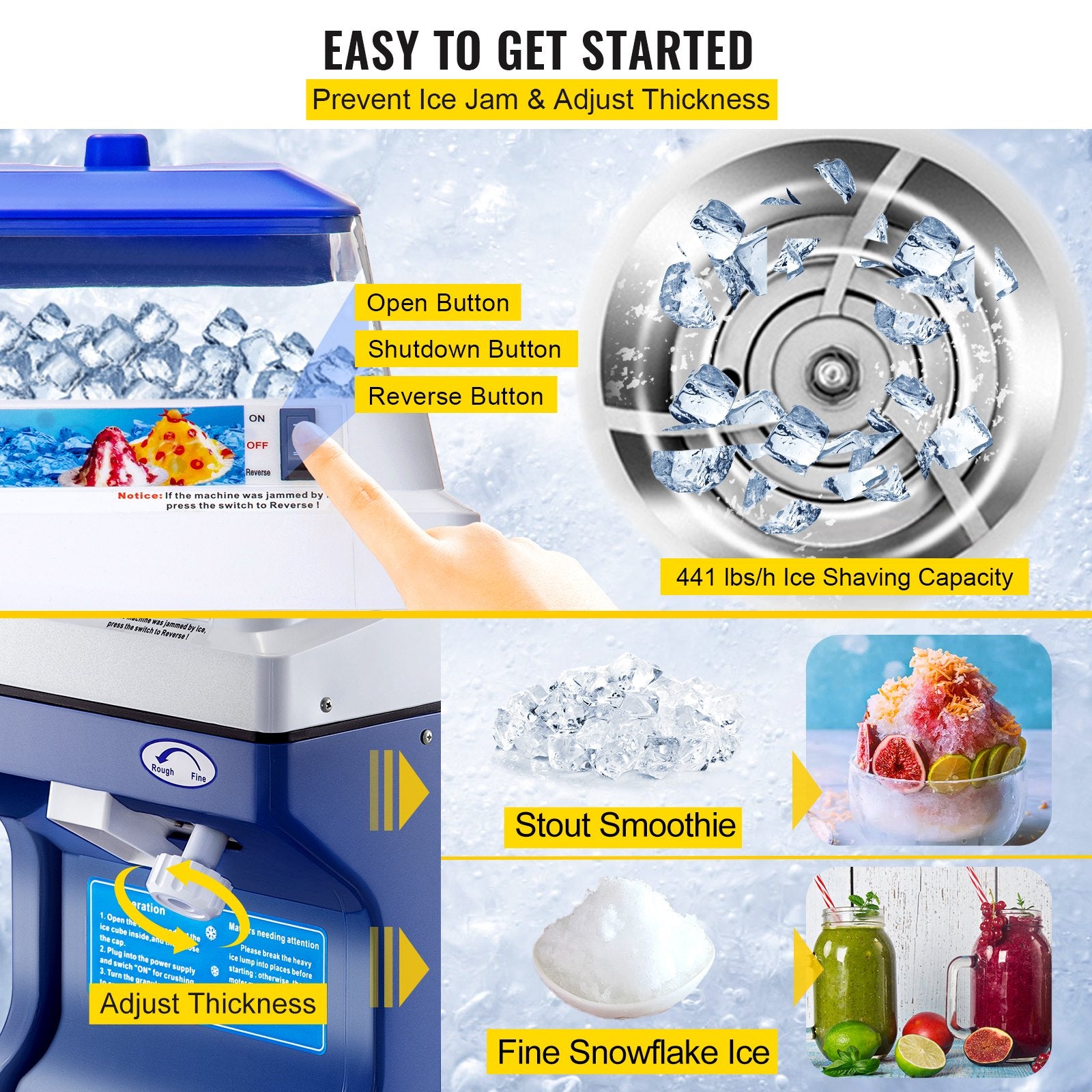 Reptile & Amphibian Habitat Accessories: VEVOR Commercial Ice Shaver Ice Shaving Machine Crusher Snow Cone Maker 200KG/H