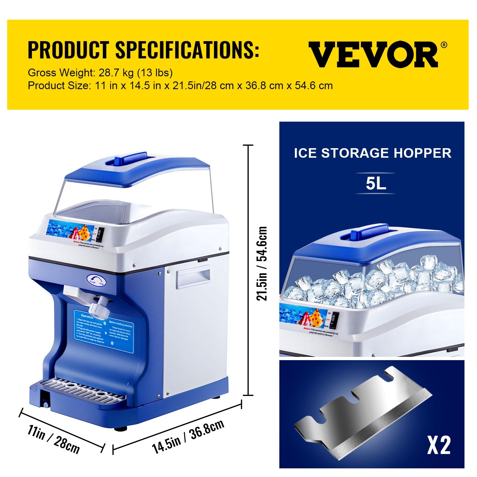 Reptile & Amphibian Habitat Accessories: VEVOR Commercial Ice Shaver Ice Shaving Machine Crusher Snow Cone Maker 200KG/H