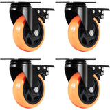 Utility Trolleys: VEVOR Caster Wheels, 101.6 mm Swivel Plate Casters, Set of 4, with Security A/B Locking No Noise PVC Wheels, Heavy Duty 159 kg Load Capacity Per Caster, Non-Marking Wheels for Cart Furniture Workbench