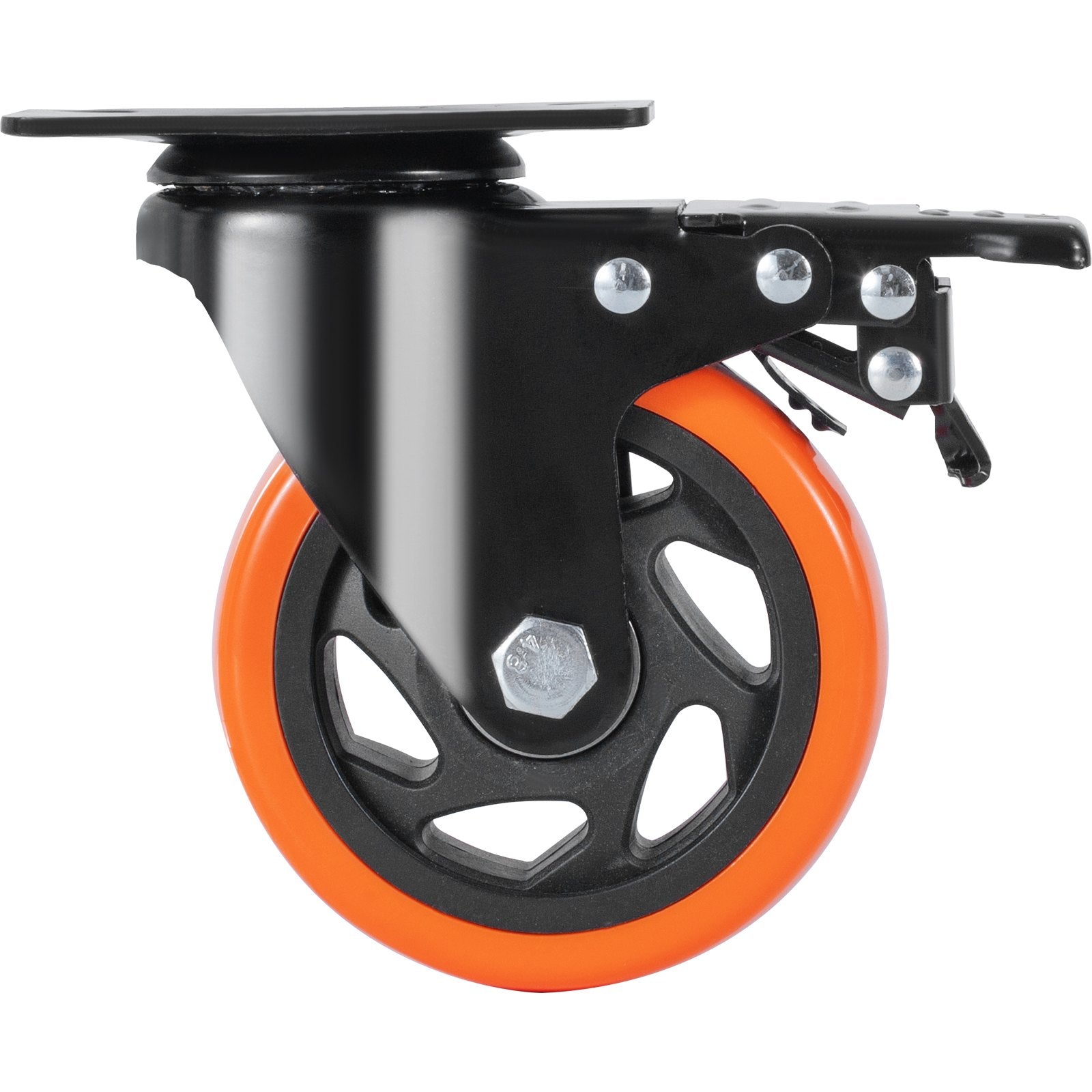 Utility Trolleys: VEVOR Caster Wheels, 101.6 mm Swivel Plate Casters, Set of 4, with Security A/B Locking No Noise PVC Wheels, Heavy Duty 159 kg Load Capacity Per Caster, Non-Marking Wheels for Cart Furniture Workbench