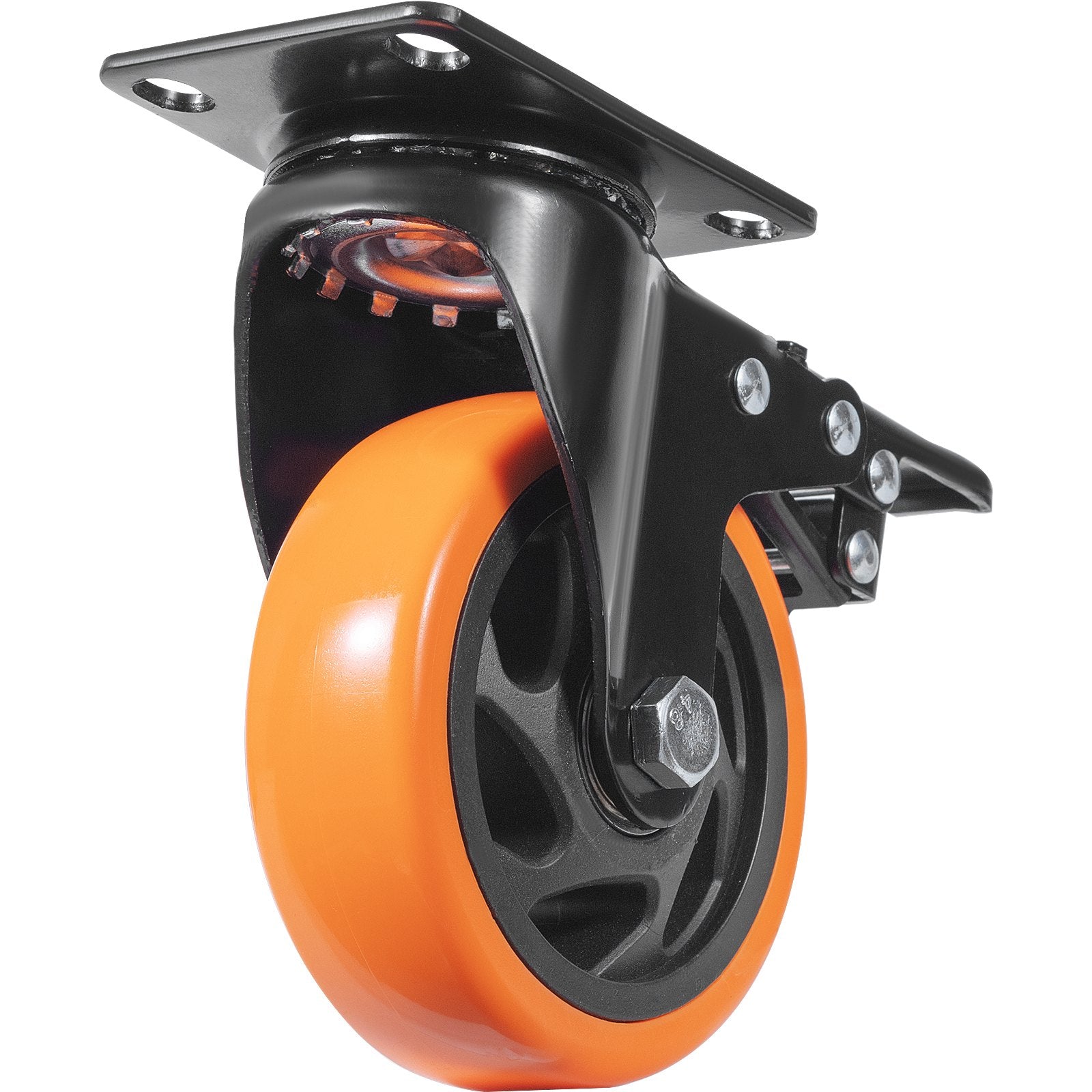 Utility Trolleys: VEVOR Caster Wheels, 101.6 mm Swivel Plate Casters, Set of 4, with Security A/B Locking No Noise PVC Wheels, Heavy Duty 159 kg Load Capacity Per Caster, Non-Marking Wheels for Cart Furniture Workbench