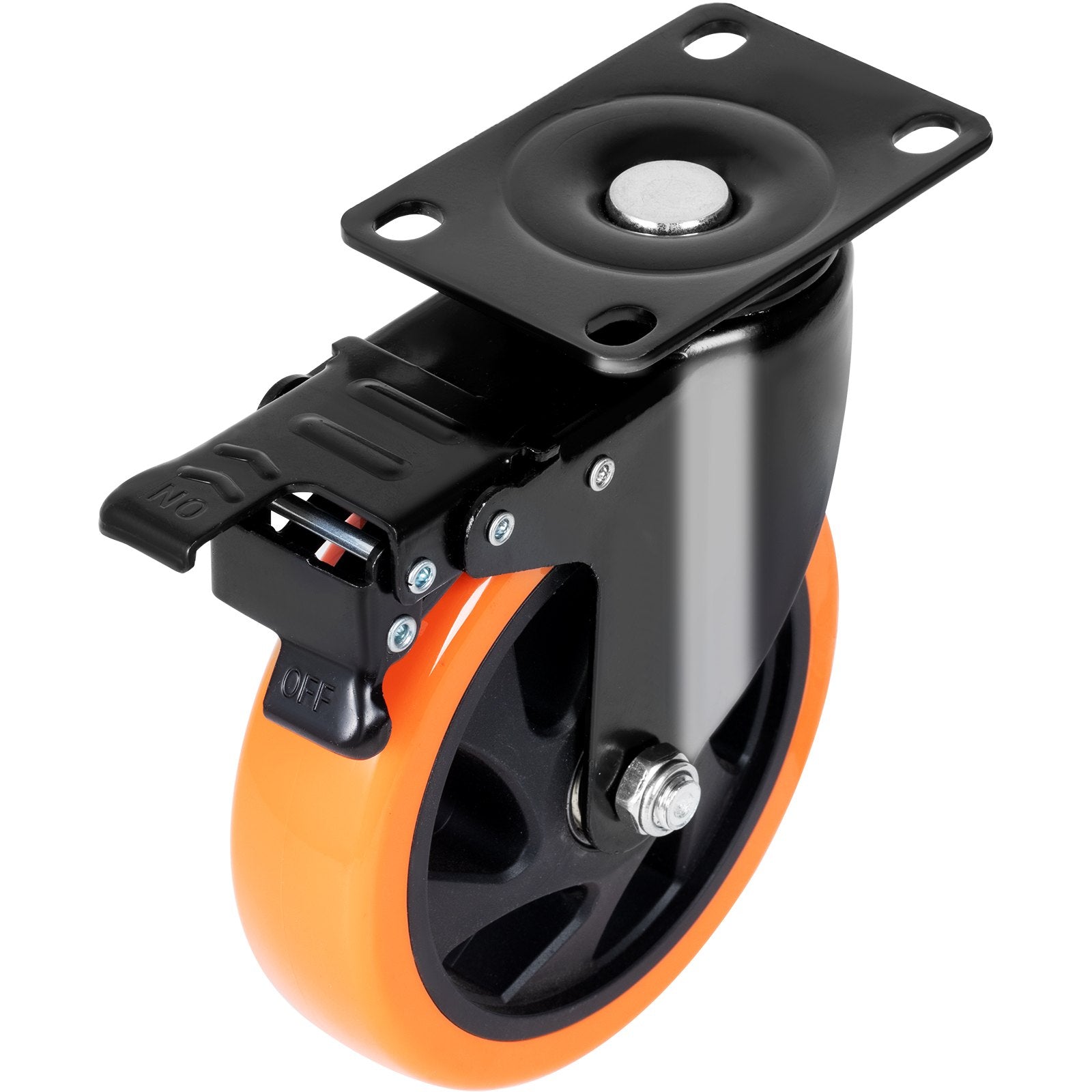 Utility Trolleys: VEVOR Caster Wheels, 101.6 mm Swivel Plate Casters, Set of 4, with Security A/B Locking No Noise PVC Wheels, Heavy Duty 159 kg Load Capacity Per Caster, Non-Marking Wheels for Cart Furniture Workbench