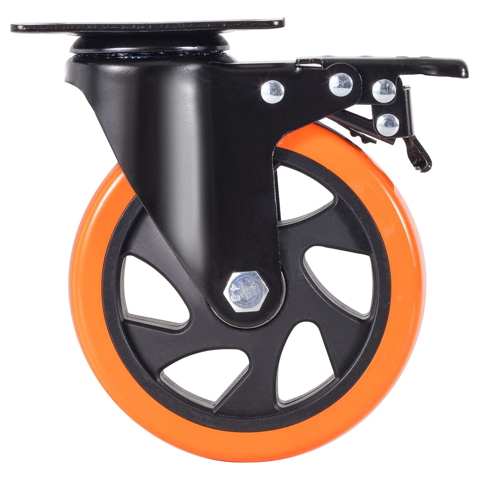 Utility Trolleys: VEVOR Caster Wheels, 127 mm Swivel Plate Casters, Set of 4, with Security A/B Locking No Noise PVC Wheels, Heavy Duty 204 kg Load Capacity Per Caster, Non-Marking Wheels for Cart Furniture Workbench