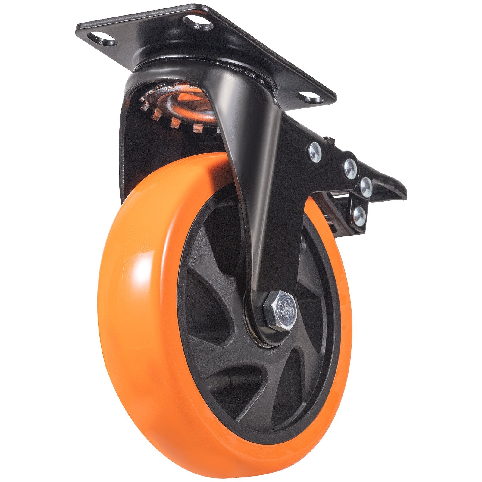 Utility Trolleys: VEVOR Caster Wheels, 127 mm Swivel Plate Casters, Set of 4, with Security A/B Locking No Noise PVC Wheels, Heavy Duty 204 kg Load Capacity Per Caster, Non-Marking Wheels for Cart Furniture Workbench