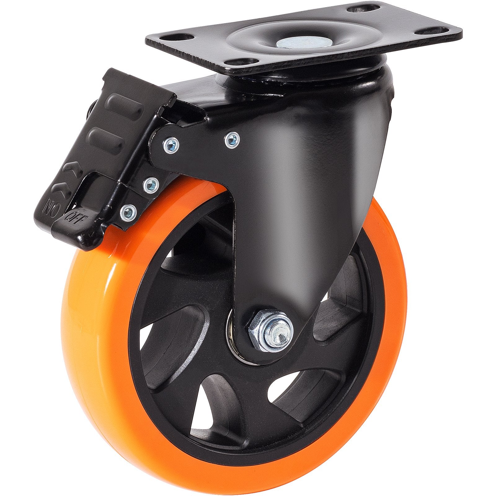 Utility Trolleys: VEVOR Caster Wheels, 127 mm Swivel Plate Casters, Set of 4, with Security A/B Locking No Noise PVC Wheels, Heavy Duty 204 kg Load Capacity Per Caster, Non-Marking Wheels for Cart Furniture Workbench