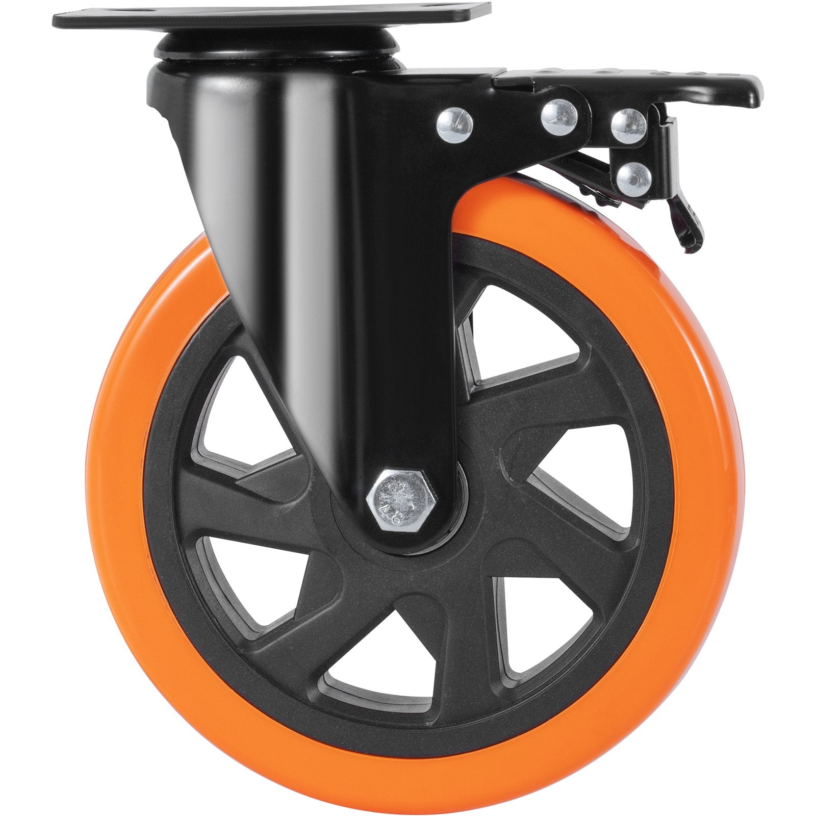 Utility Trolleys: VEVOR Caster Wheels, 152.4 mm Swivel Plate Casters, Set of 4, with Security A/B Locking No Noise PVC Wheels, Heavy Duty 318 kg Load Capacity Per Caster, Non-Marking Wheels for Cart Furniture Workbench