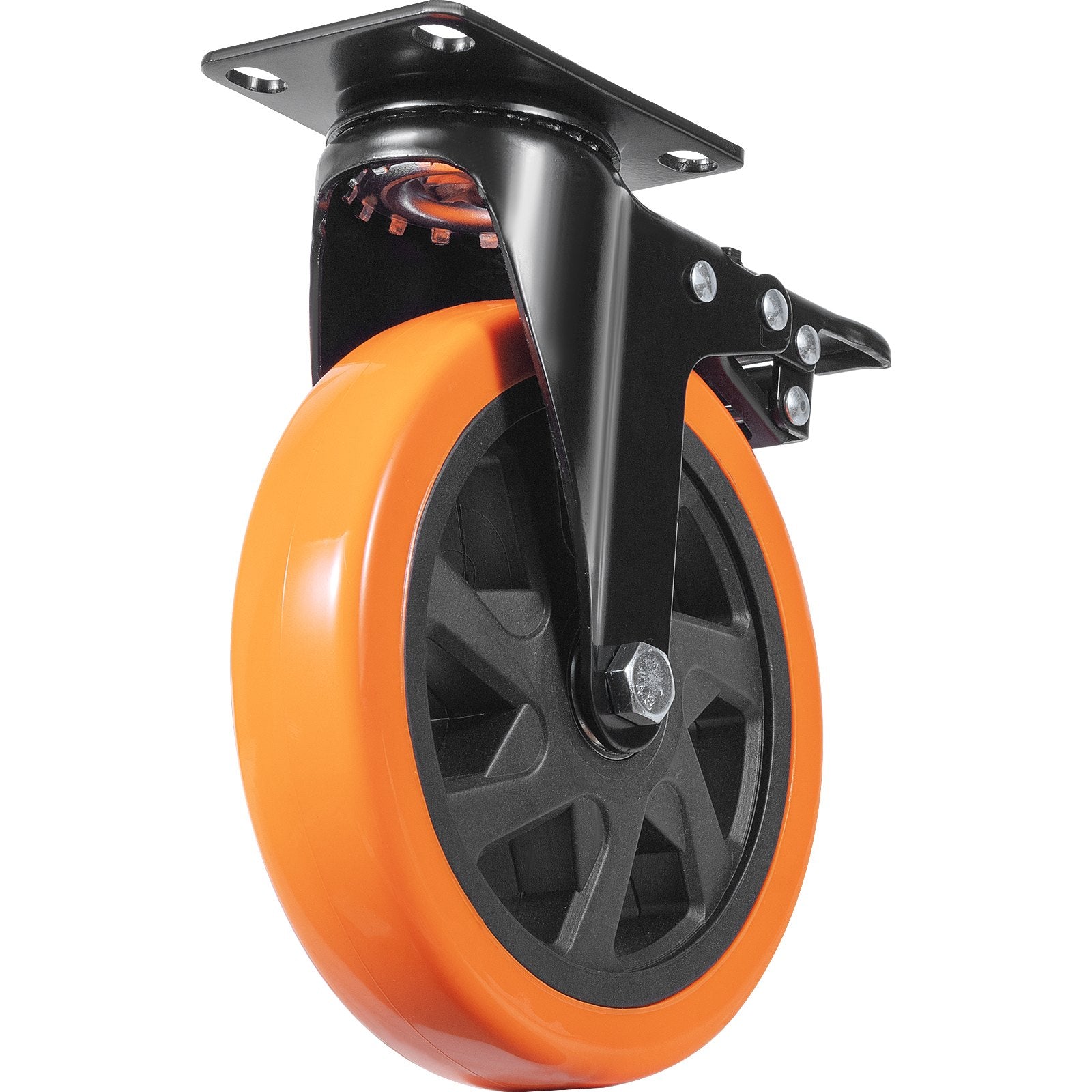 Utility Trolleys: VEVOR Caster Wheels, 152.4 mm Swivel Plate Casters, Set of 4, with Security A/B Locking No Noise PVC Wheels, Heavy Duty 318 kg Load Capacity Per Caster, Non-Marking Wheels for Cart Furniture Workbench