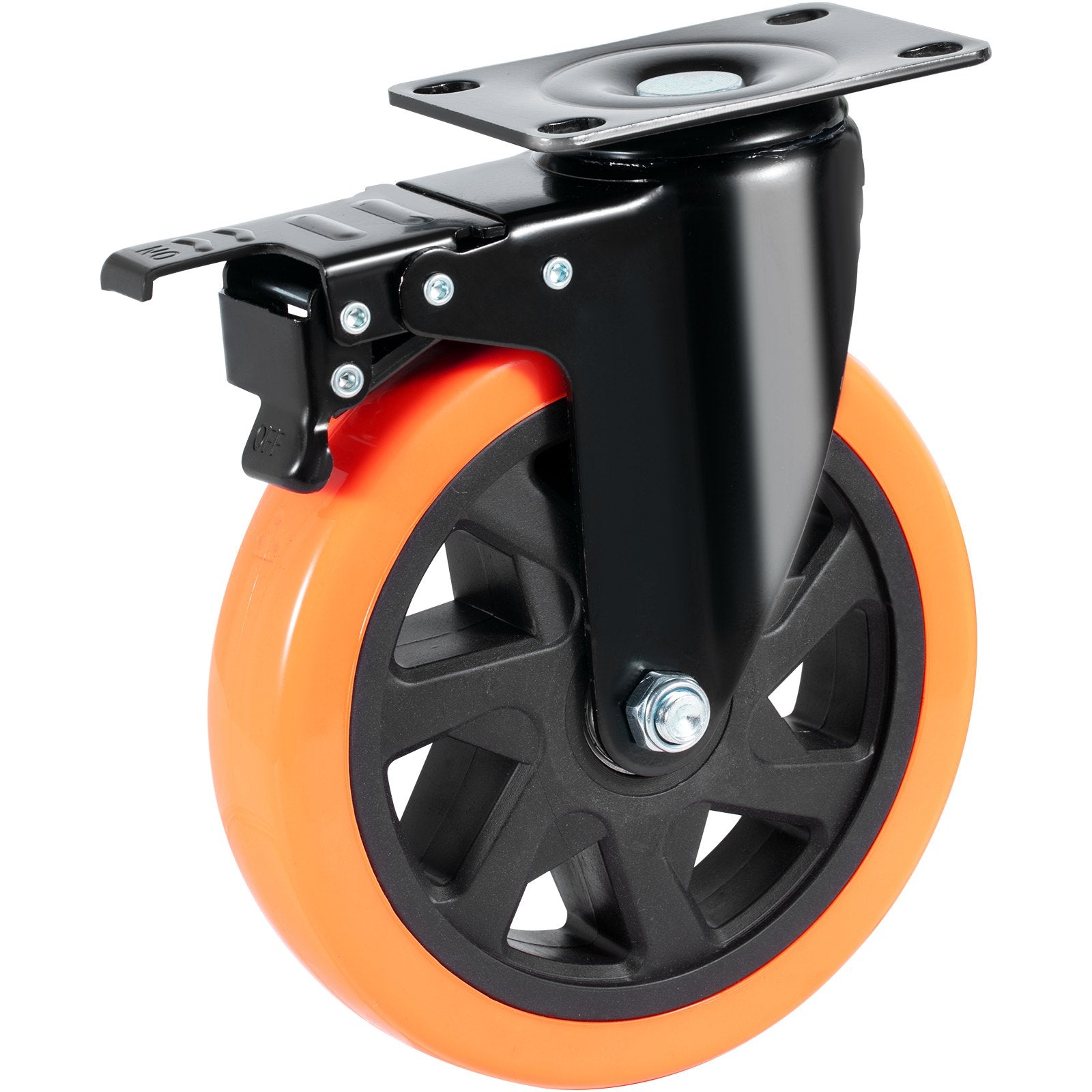 Utility Trolleys: VEVOR Caster Wheels, 152.4 mm Swivel Plate Casters, Set of 4, with Security A/B Locking No Noise PVC Wheels, Heavy Duty 318 kg Load Capacity Per Caster, Non-Marking Wheels for Cart Furniture Workbench