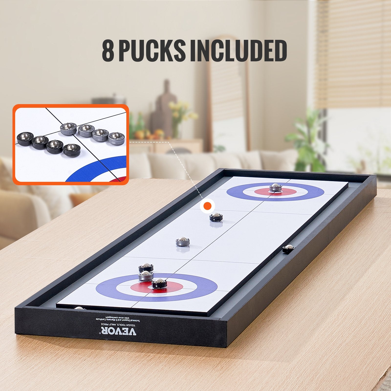Basketball & Basketball Accessories: VEVOR 114cm Shuffleboard and Curling 2 in 1 Board Game Portable Tabletop Set