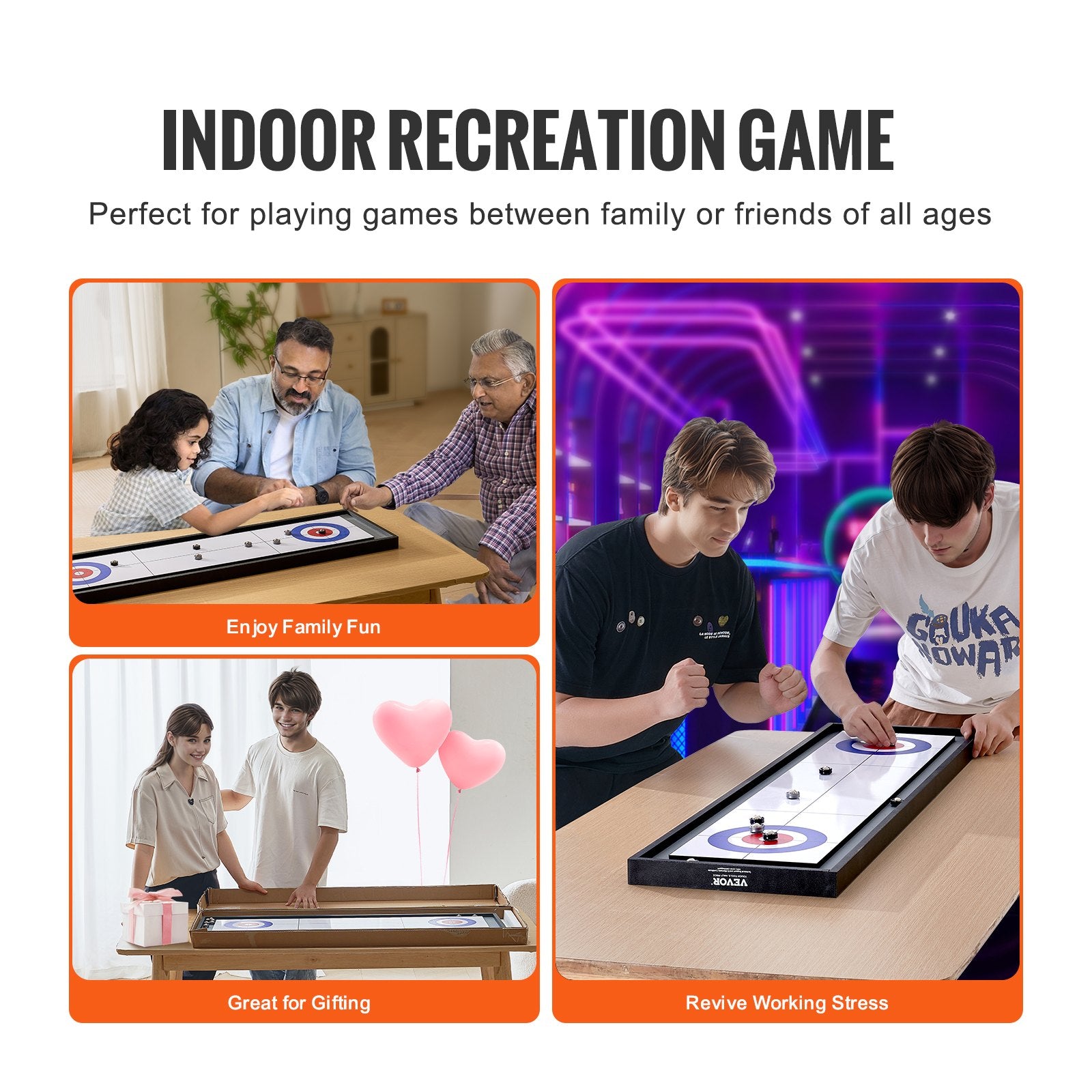 Basketball & Basketball Accessories: VEVOR 114cm Shuffleboard and Curling 2 in 1 Board Game Portable Tabletop Set