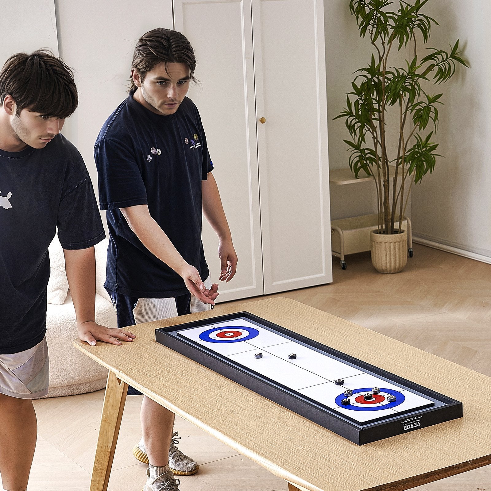 Basketball & Basketball Accessories: VEVOR 114cm Shuffleboard and Curling 2 in 1 Board Game Portable Tabletop Set