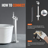 Toilet & Bidet Accessories: VEVOR Freestanding Bathtub Faucet, Floor Mount, Freestanding Tub Filler, Shower Mixer Taps, Two Water Modes, 360° Swivel Spout, for Bathing & Showering Pet Bathing Cleaning Drains Toilet Flushing