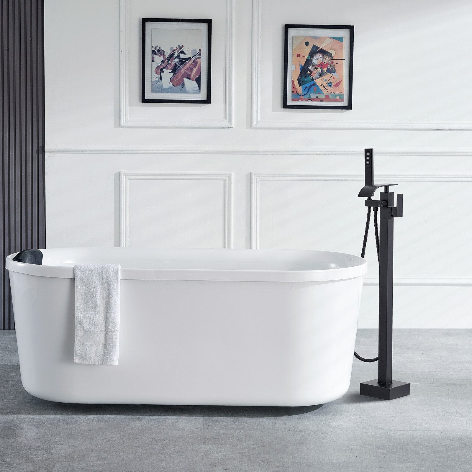 Freestanding Bathtub Faucet, Floor Mount, Freestanding Tub Filler, Shower Mixer Taps, Two Water Modes, 360° Swivel Spout, for Bathing & Showering Pet Bathing Cleaning Drains Toilet Flushing