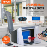 Gardening Tools: VEVOR Airbrush Spray Booth, Portable Hobby Airbrush Paint Spray Booth Kit with 4 LED Light, Powerful Dual Exhaust Fans, Turntable and 6 ft Extension Hose, for Painting Models, Arts, Crafts, Cakes