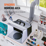 Gardening Tools: VEVOR Airbrush Spray Booth, Portable Hobby Airbrush Paint Spray Booth Kit with 4 LED Light, Powerful Dual Exhaust Fans, Turntable and 6 ft Extension Hose, for Painting Models, Arts, Crafts, Cakes