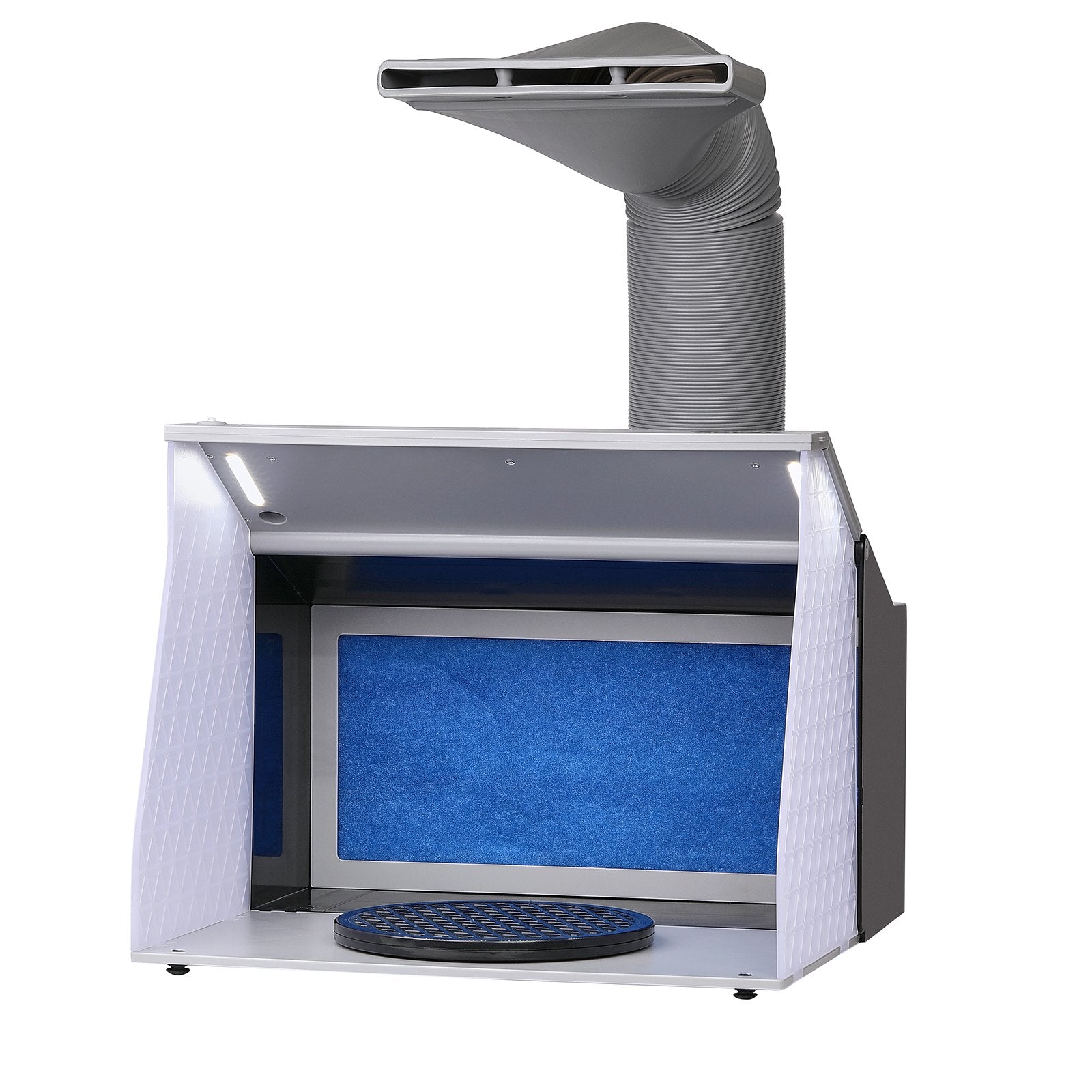 Airbrush Spray Booth, Portable Hobby Airbrush Paint Spray Booth Kit with 4 LED Light, Powerful Dual Exhaust Fans, Turntable and 6 ft Extension Hose, for Painting Models, Arts, Crafts, Cakes