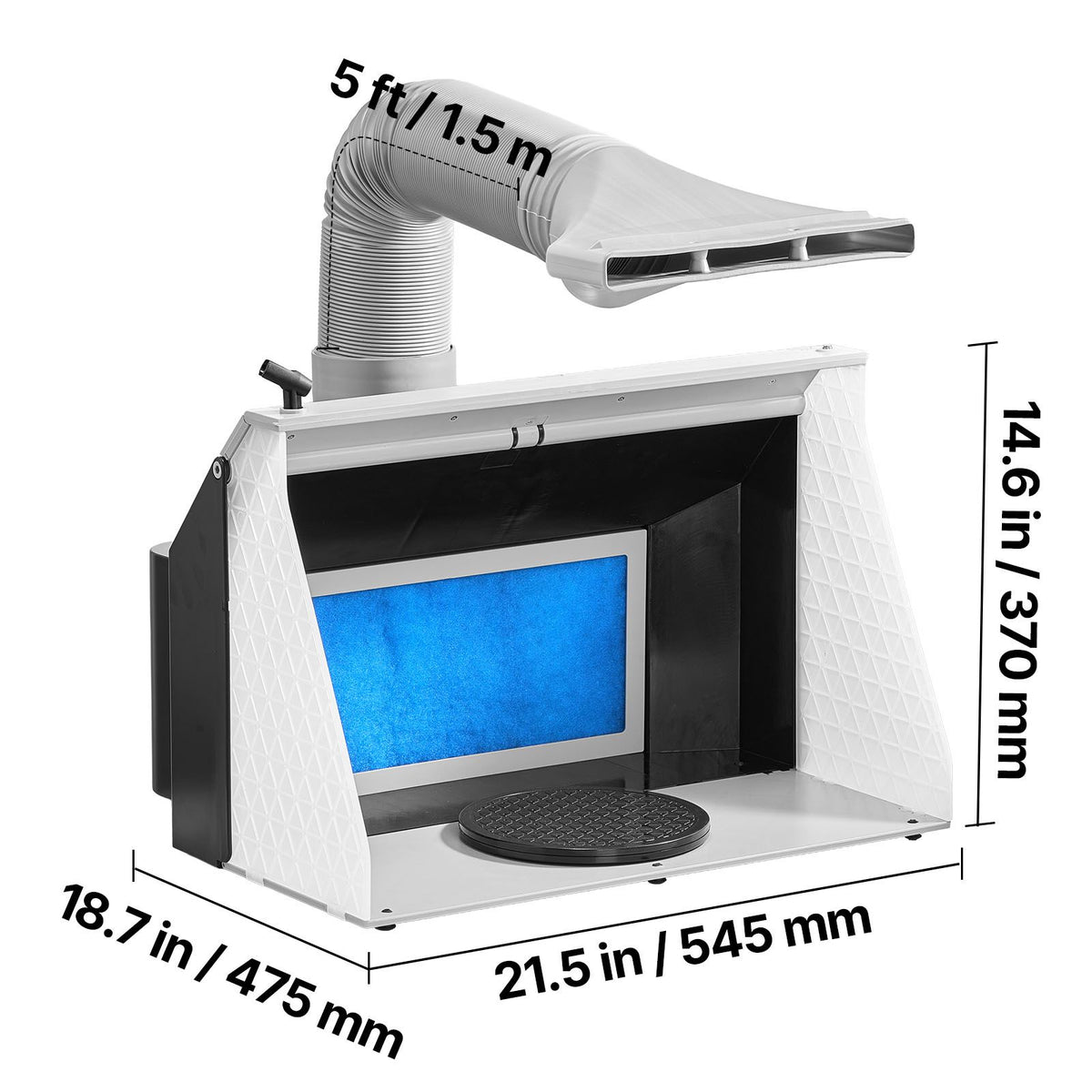 Airbrush Spray Booth, Dual Fans, 545 x 475 x 370 mm, Portable Hobby Airbrush Paint Spray Booth Kit with 3 LED Lights and Exhaust Extension Hose, for Painting Models, Arts, Crafts, Cakes
