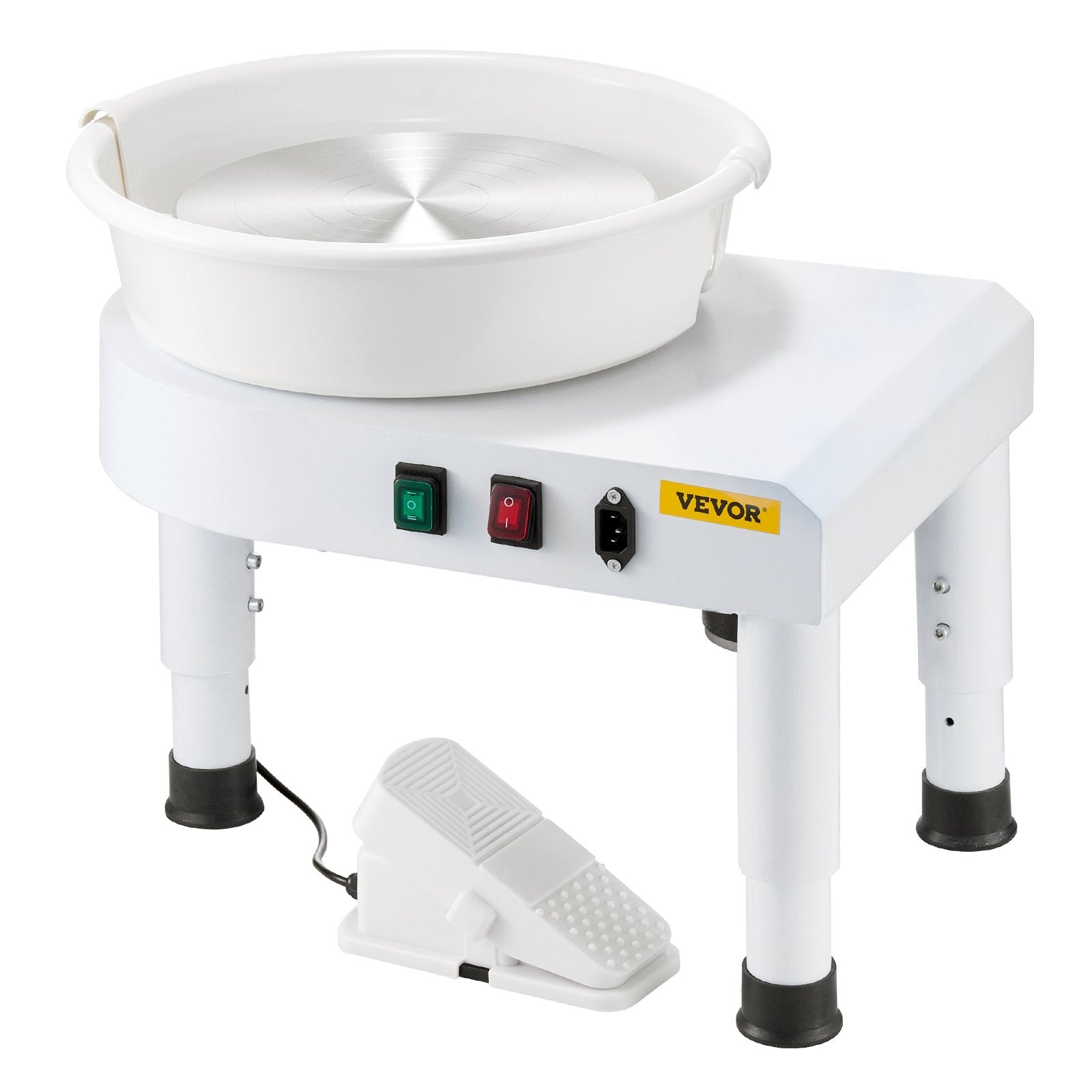 Mobility & Accessibility: VEVOR Pottery Wheel, 28 cm Ceramic Wheel Forming Machine, 60-300 RPM Speed Adjustable Foot Pedal, Adjustable Lift Leg, Detachable Basin, Complete Tool Accessory Kit for Work Art Craft DIY, White