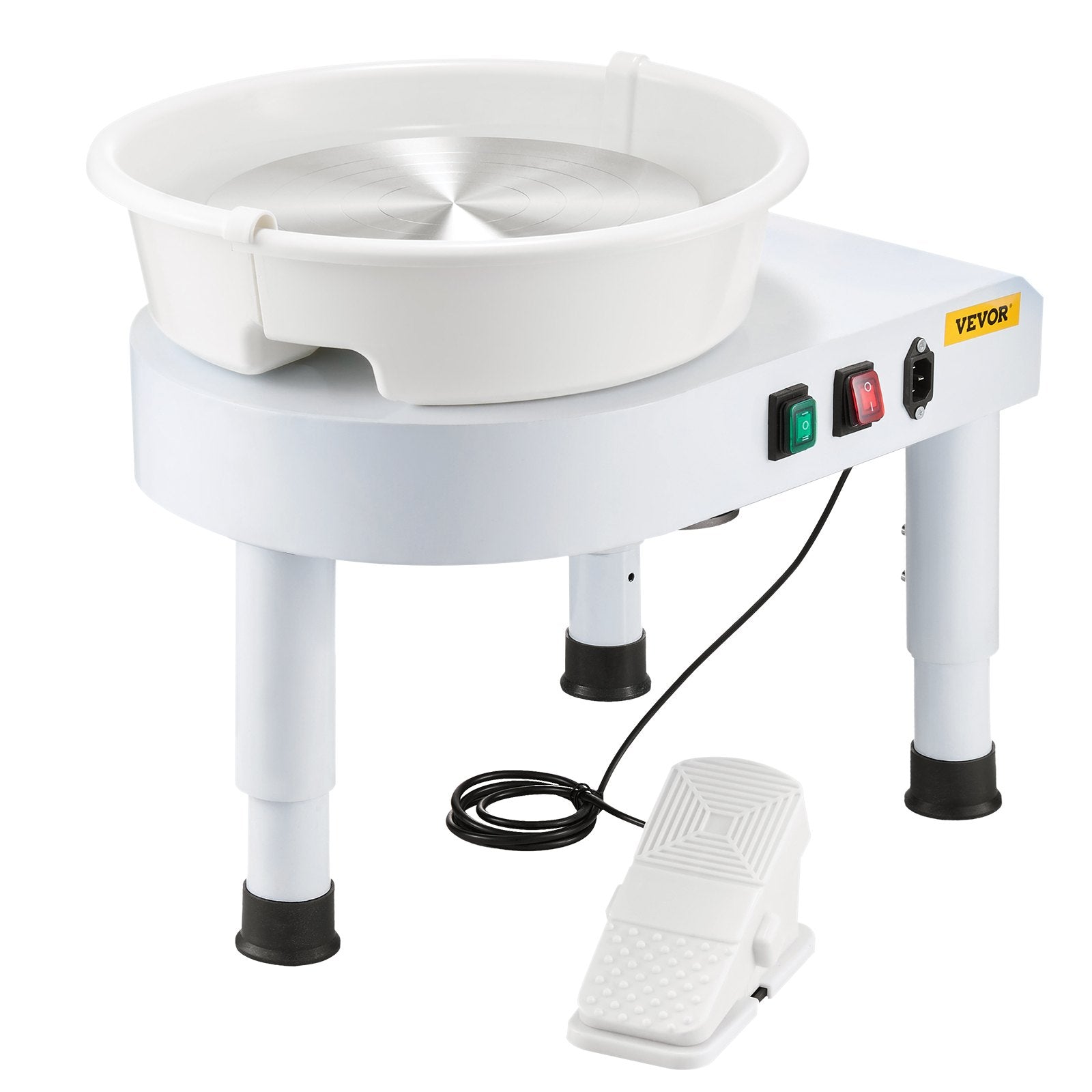 Mobility & Accessibility: VEVOR Pottery Wheel, 28 cm Ceramic Wheel Forming Machine, 60-300 RPM Speed Adjustable Foot Pedal, Adjustable Lift Leg, Detachable Basin, Complete Tool Accessory Kit for Work Art Craft DIY, White