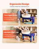 Mobility & Accessibility: VEVOR Pottery Wheel, 35 cm Ceramic Wheel Forming Machine, 60-300 RPM Speed Adjustable Foot Pedal, Adjustable Lift Leg, Detachable Basin, Complete Tool Accessory Kit for Work Art Craft DIY, Blue