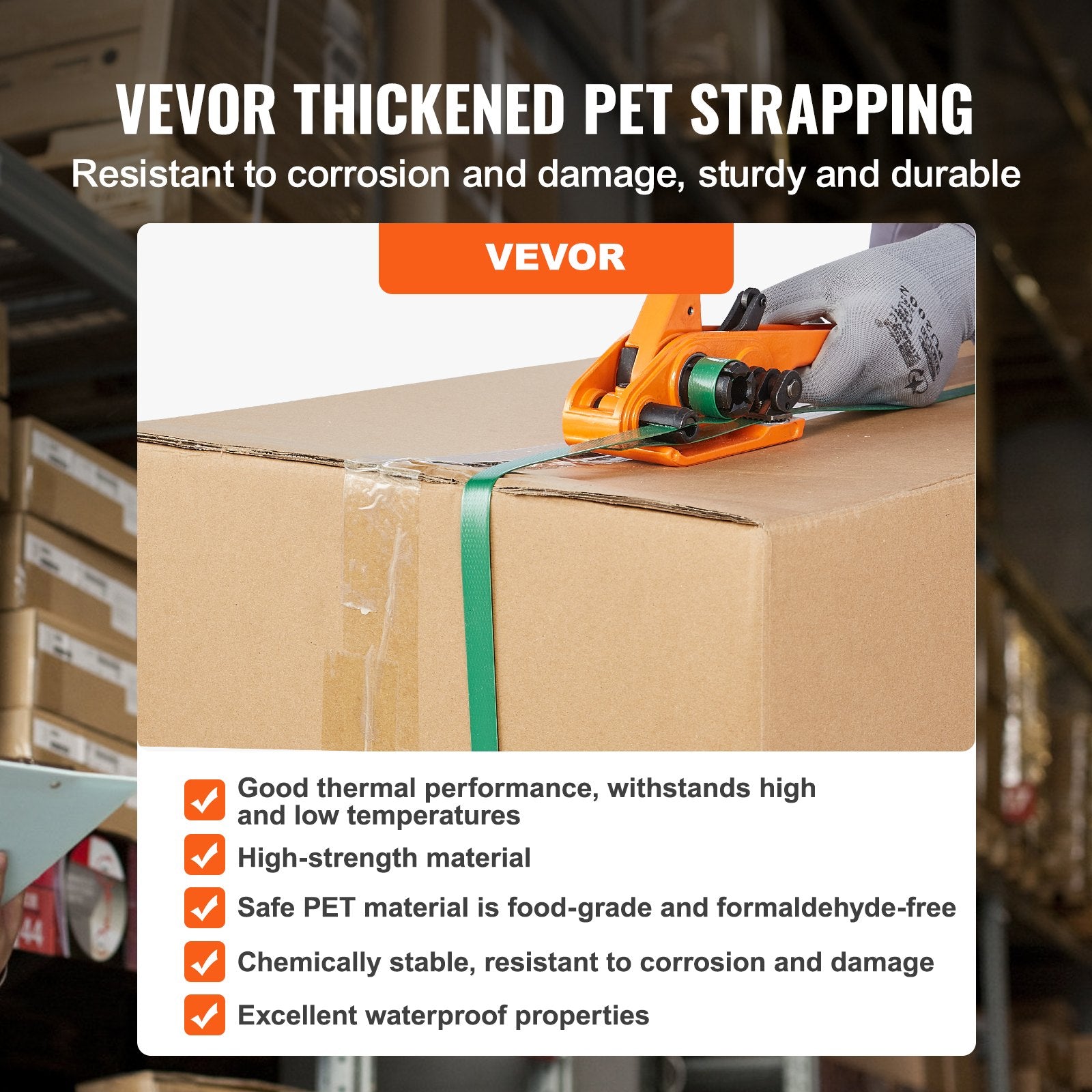 Banding Strapping Kit with Strapping Tensioner Tool, Banding Sealer Tool, 300 m Length PET Band, 300 Metal Seals, Pallet Packaging Strapping Banding Kit Banding Packaging Strapping for Packing