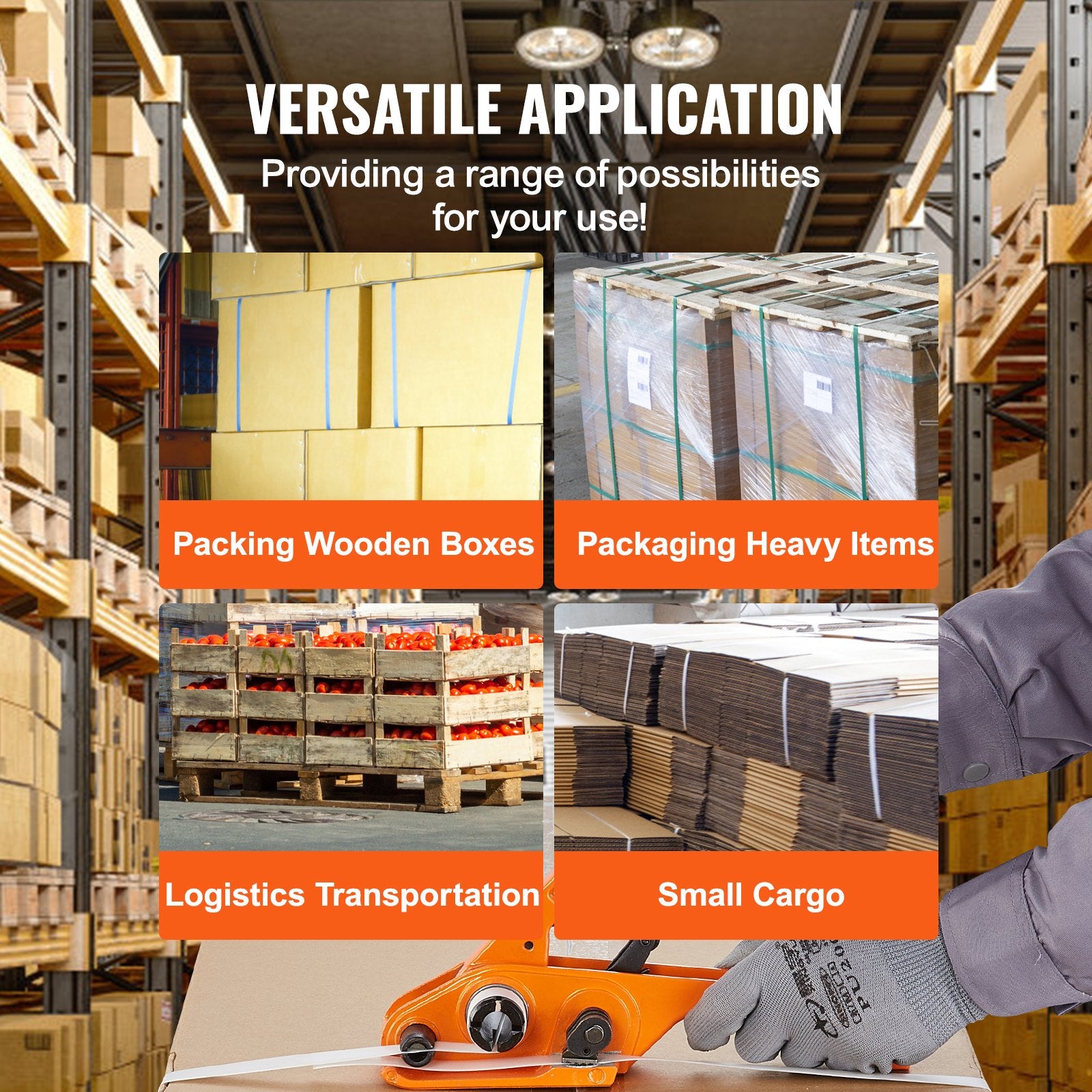 Banding Strapping Kit with Strapping Tensioner Tool, Banding Sealer Tool, 300 m Length PET Band, 300 Metal Seals, Pallet Packaging Strapping Banding Kit Banding Packaging Strapping for Packing