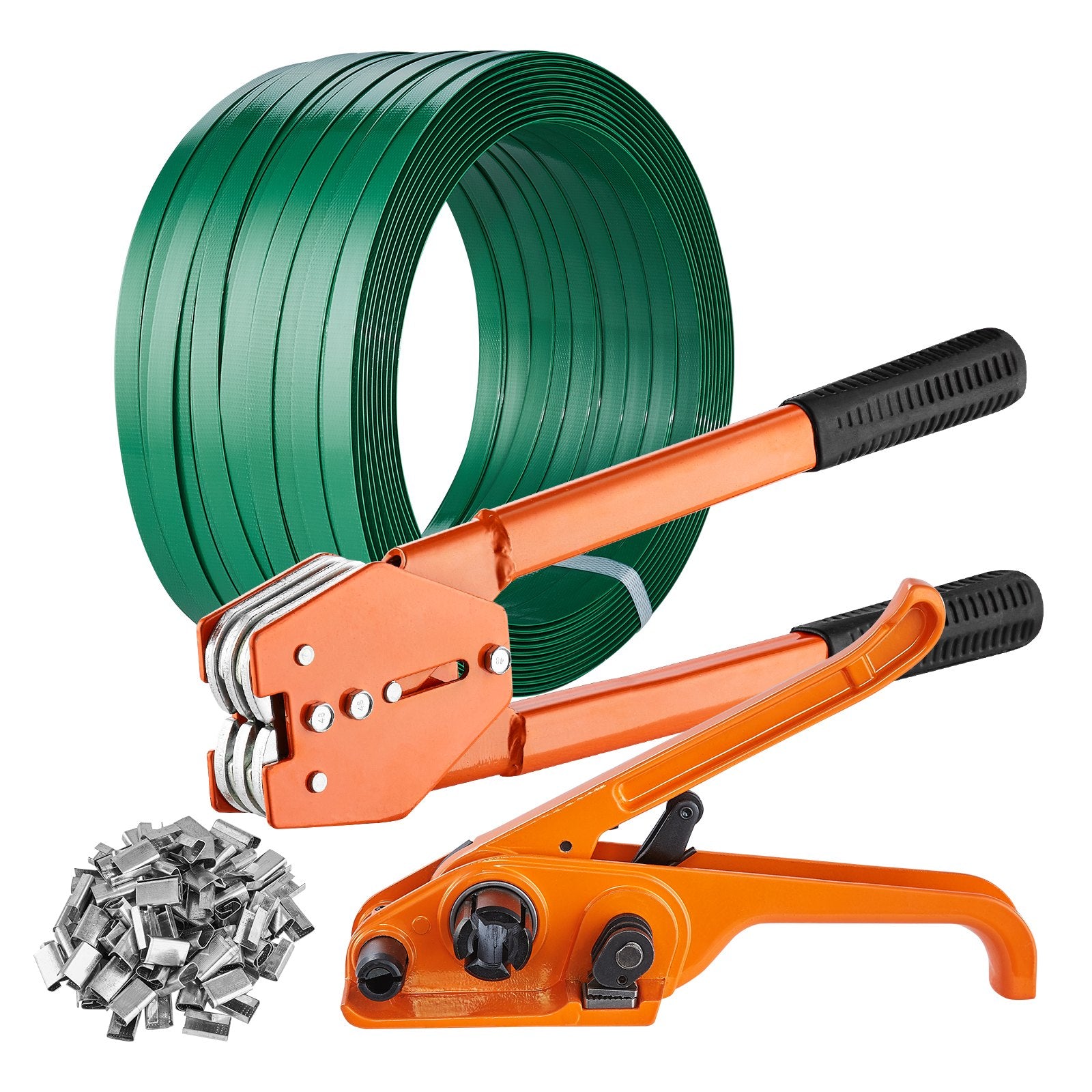 Banding Strapping Kit with Strapping Tensioner Tool, Banding Sealer Tool, 300 m Length PET Band, 300 Metal Seals, Pallet Packaging Strapping Banding Kit Banding Packaging Strapping for Packing