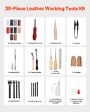 Hand Tools: VEVOR Leather Working Tools Kit, 38 PCS Leather Craft Tools with Portable Canvas Storage Bag, Engraving Punching Sewing Stamping Cutting Tools, Ideal for Beginners DIY Enthusiasts and Professionals