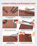 Hand Tools: VEVOR Leather Working Tools Kit, 38 PCS Leather Craft Tools with Portable Canvas Storage Bag, Engraving Punching Sewing Stamping Cutting Tools, Ideal for Beginners DIY Enthusiasts and Professionals