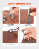 Hand Tools: VEVOR Leather Working Tools Kit, 61 PCS Leather Craft Tools with Portable Canvas Storage Bag, Engraving Punching Sewing Stamping Sanding Tools, Ideal for Beginners DIY Enthusiasts and Professionals