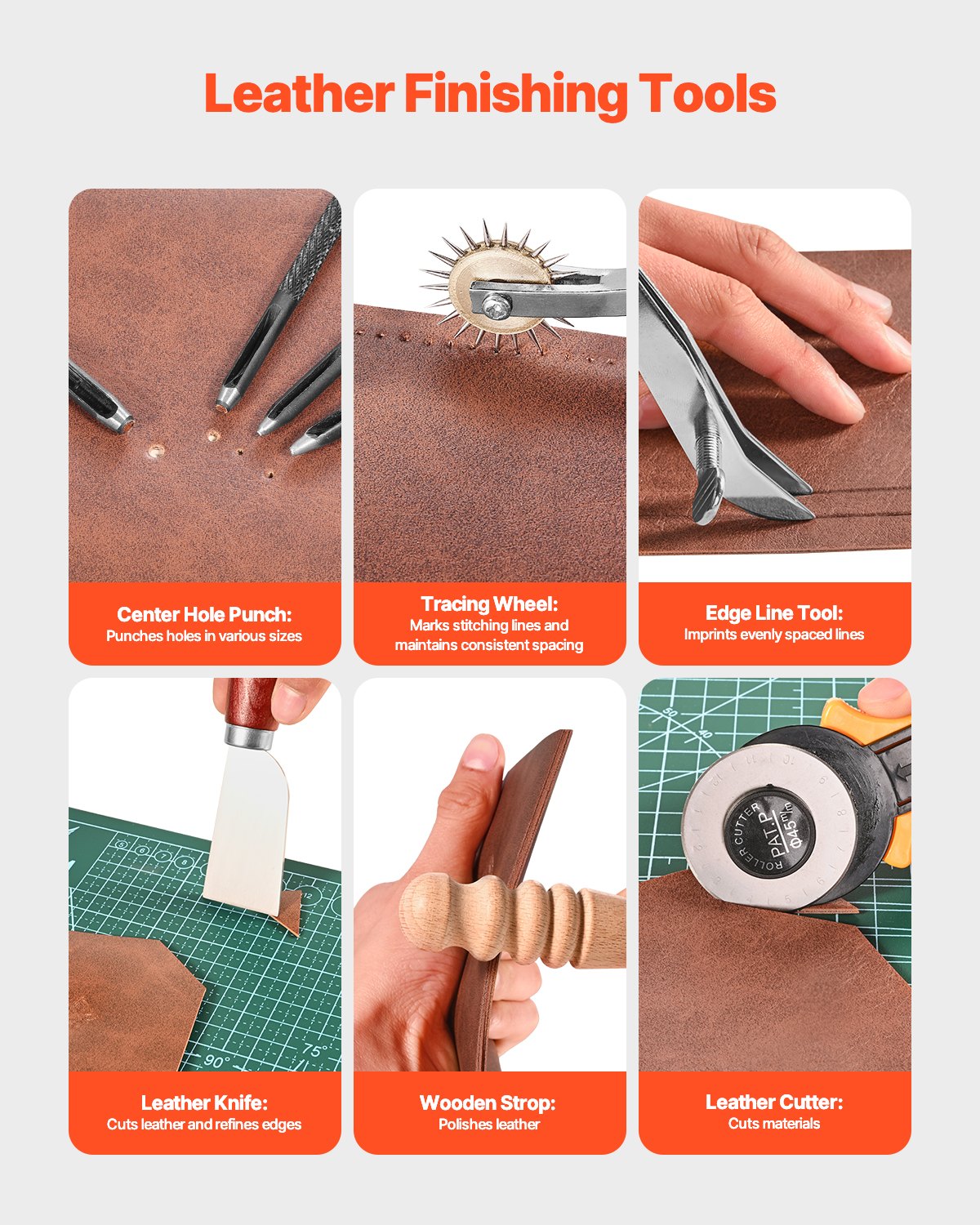 Hand Tools: VEVOR Leather Working Tools Kit, 61 PCS Leather Craft Tools with Portable Canvas Storage Bag, Engraving Punching Sewing Stamping Sanding Tools, Ideal for Beginners DIY Enthusiasts and Professionals