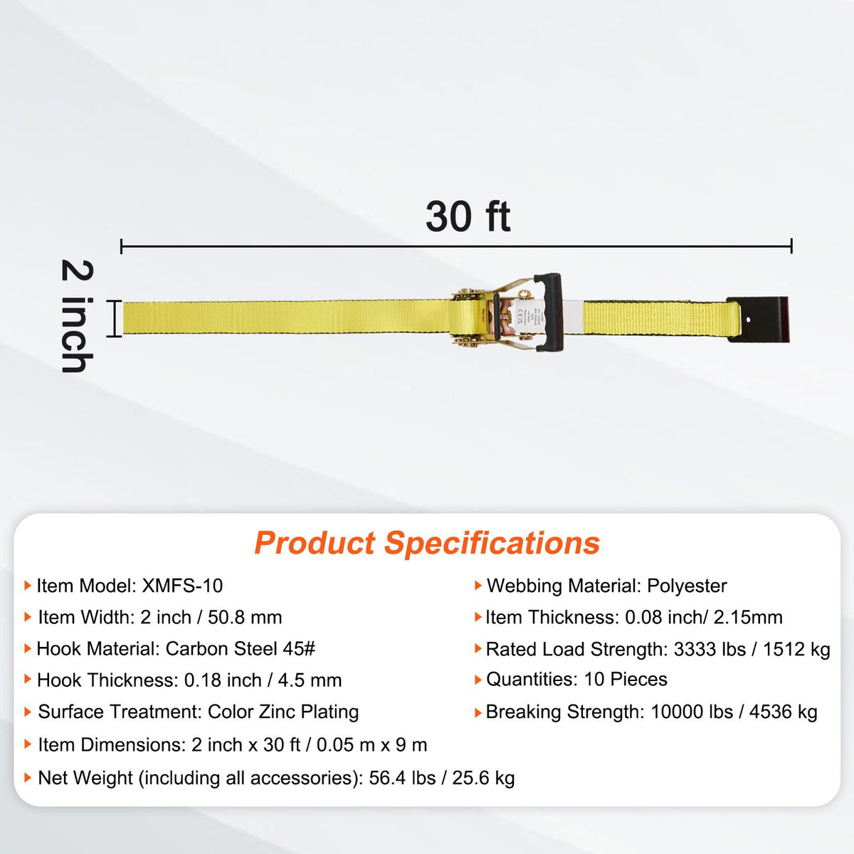 10 Pack Ratchet Tie Down Straps 10000 lbs 2