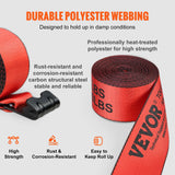 Cat Carriers & Crates: VEVOR Winch Straps, 10.2 cm x 9.1 m, 2.7T Load Capacity, 8.2T Breaking Strength, Truck Straps with Flat Hook, Flatbed Tie Downs Cargo Control for Trailers, Farms, Rescues, Tree Saver, Red (10 Pack)