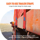 Cat Carriers & Crates: VEVOR Winch Straps, 10.2 cm x 9.1 m, 2.7T Load Capacity, 8.2T Breaking Strength, Truck Straps with Flat Hook, Flatbed Tie Downs Cargo Control for Trailers, Farms, Rescues, Tree Saver, Red (10 Pack)