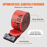Cat Carriers & Crates: VEVOR Winch Straps, 10.2 cm x 9.1 m, 2.7T Load Capacity, 8.2T Breaking Strength, Truck Straps with Flat Hook, Flatbed Tie Downs Cargo Control for Trailers, Farms, Rescues, Tree Saver, Red (10 Pack)