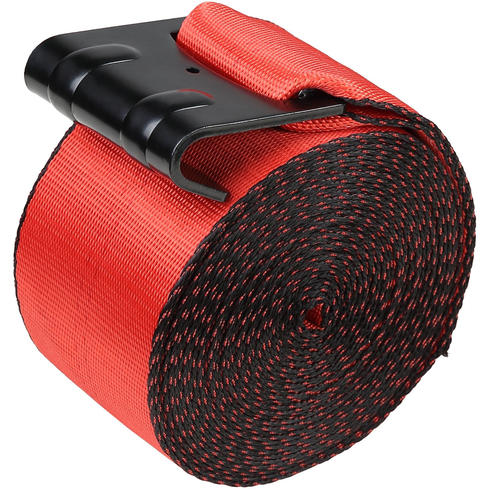 Winch Straps, 10.2 cm x 9.1 m, 2.7T Load Capacity, 8.2T Breaking Strength, Truck Straps with Flat Hook, Flatbed Tie Downs Cargo Control for Trailers, Farms, Rescues, Tree Saver, Red (10 Pack)