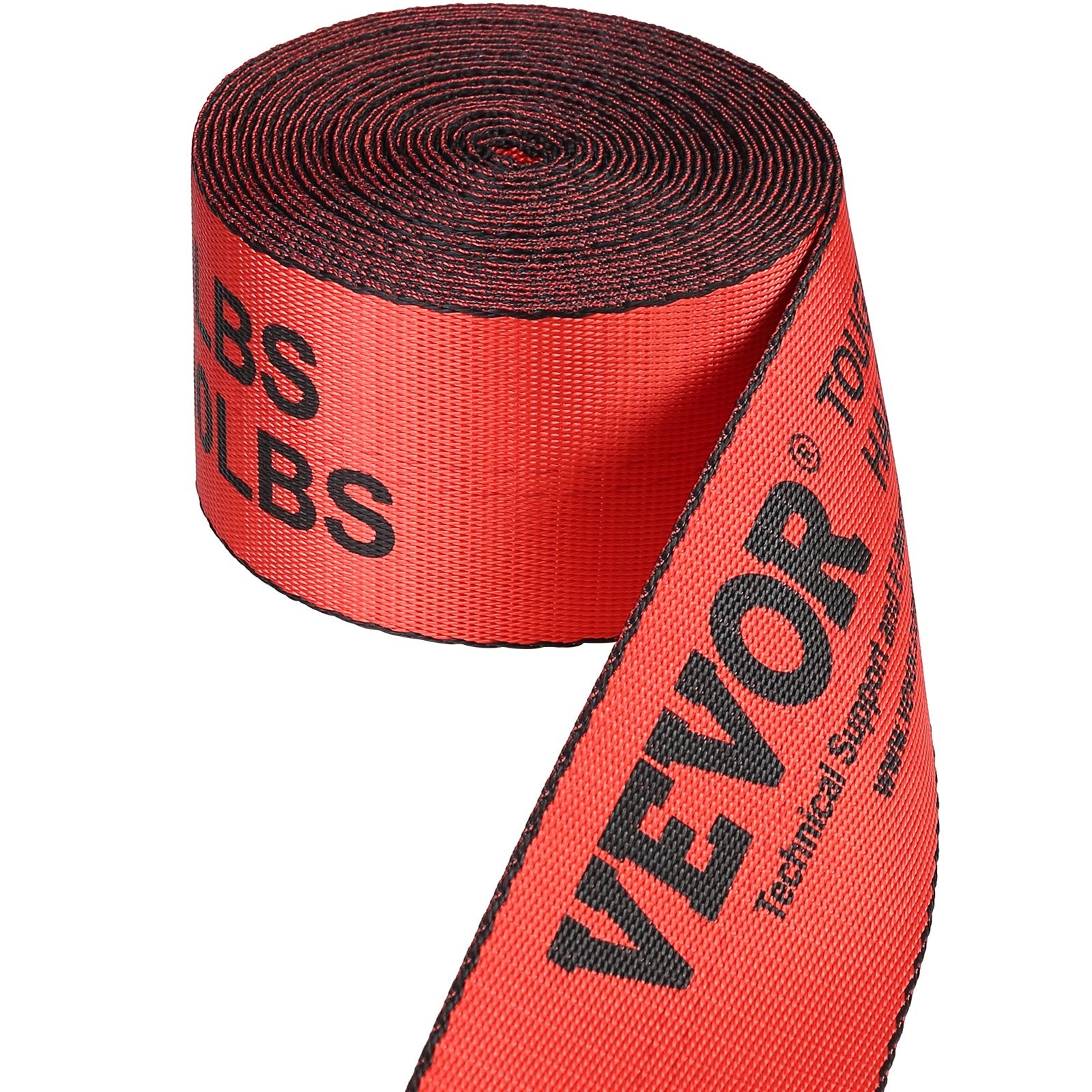Winch Straps, 10.2 cm x 9.1 m, 2.7T Load Capacity, 8.2T Breaking Strength, Truck Straps with Flat Hook, Flatbed Tie Downs Cargo Control for Trailers, Farms, Rescues, Tree Saver, Red (10 Pack)
