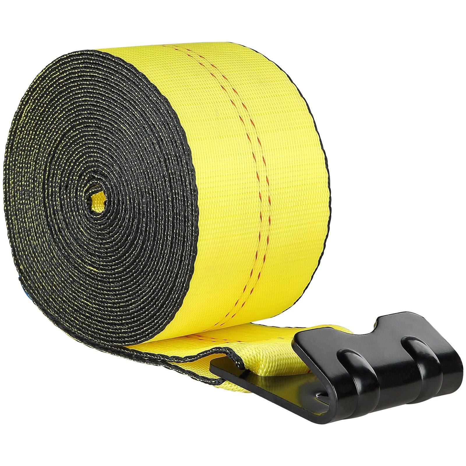 Winch Straps, 10.2 cm x 12.2 m, 2.7T Load Capacity, 8.2T Break Strength, Truck Straps with Flat Hook, Flatbed Tie Downs Cargo Control for Trailers, Farms, Rescues, Tree Saver, Yellow (10 Pack)
