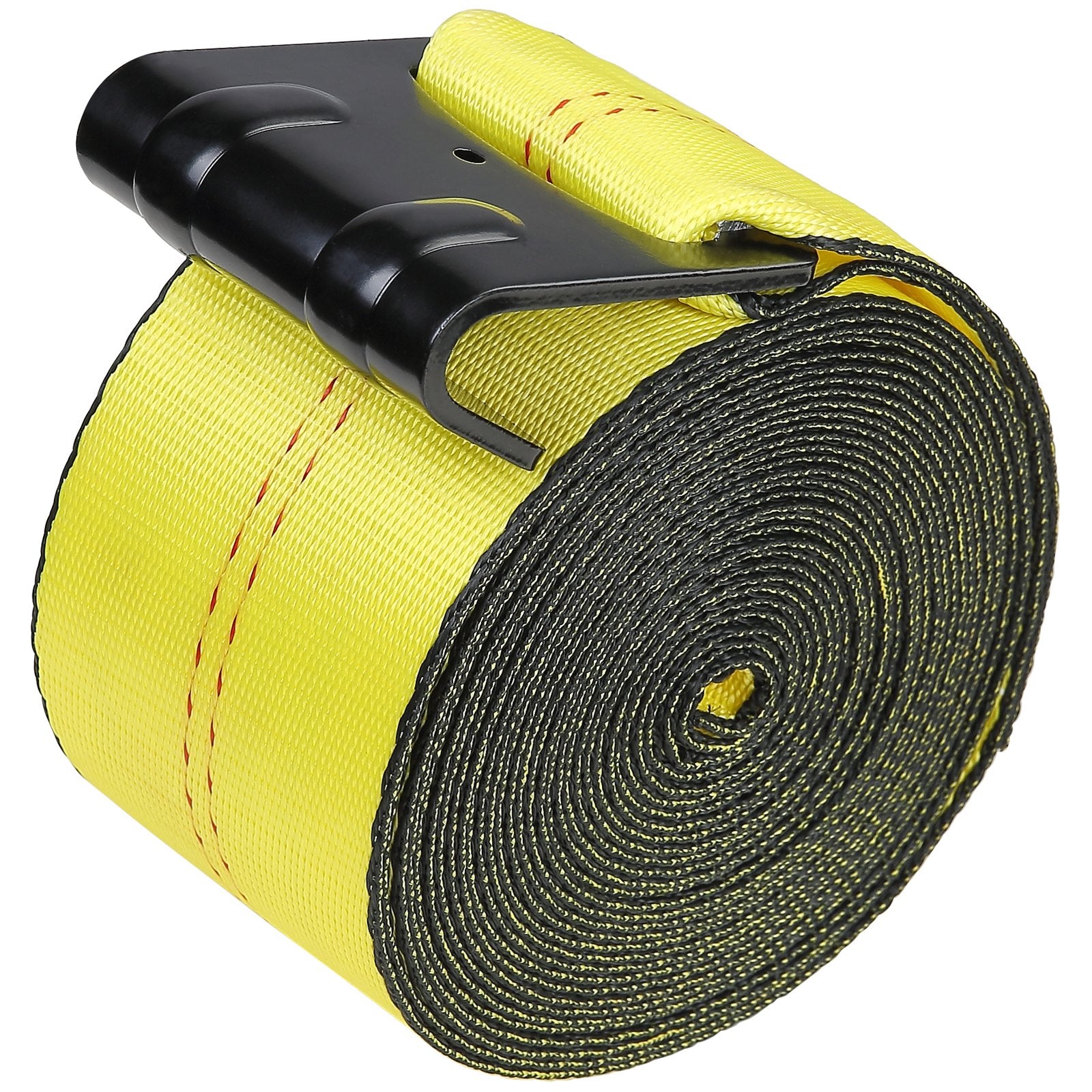 Winch Straps, 10.2 cm x 12.2 m, 2.7T Load Capacity, 8.2T Break Strength, Truck Straps with Flat Hook, Flatbed Tie Downs Cargo Control for Trailers, Farms, Rescues, Tree Saver, Yellow (10 Pack)