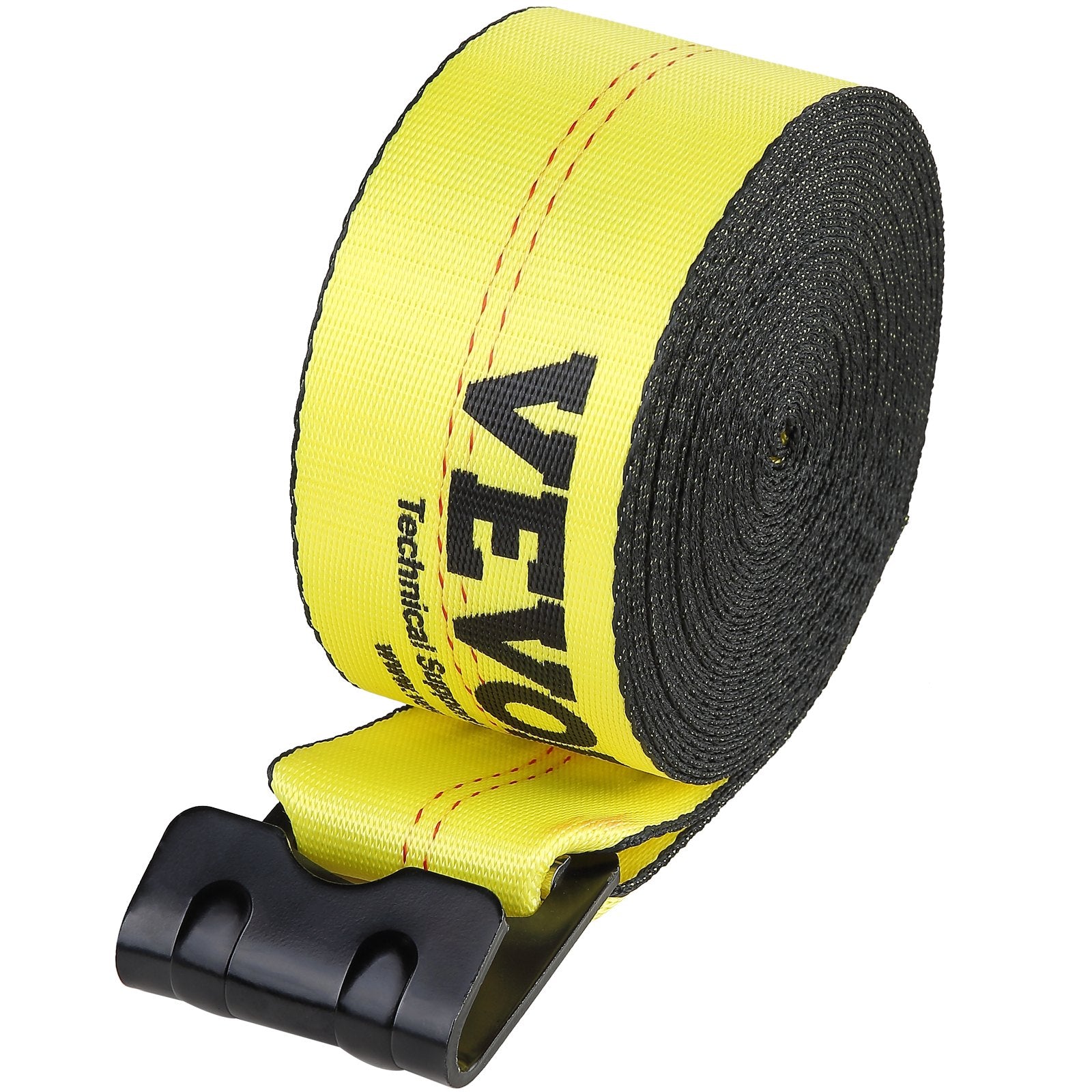 Winch Straps, 10.2 cm x 12.2 m, 2.7T Load Capacity, 8.2T Break Strength, Truck Straps with Flat Hook, Flatbed Tie Downs Cargo Control for Trailers, Farms, Rescues, Tree Saver, Yellow (10 Pack)