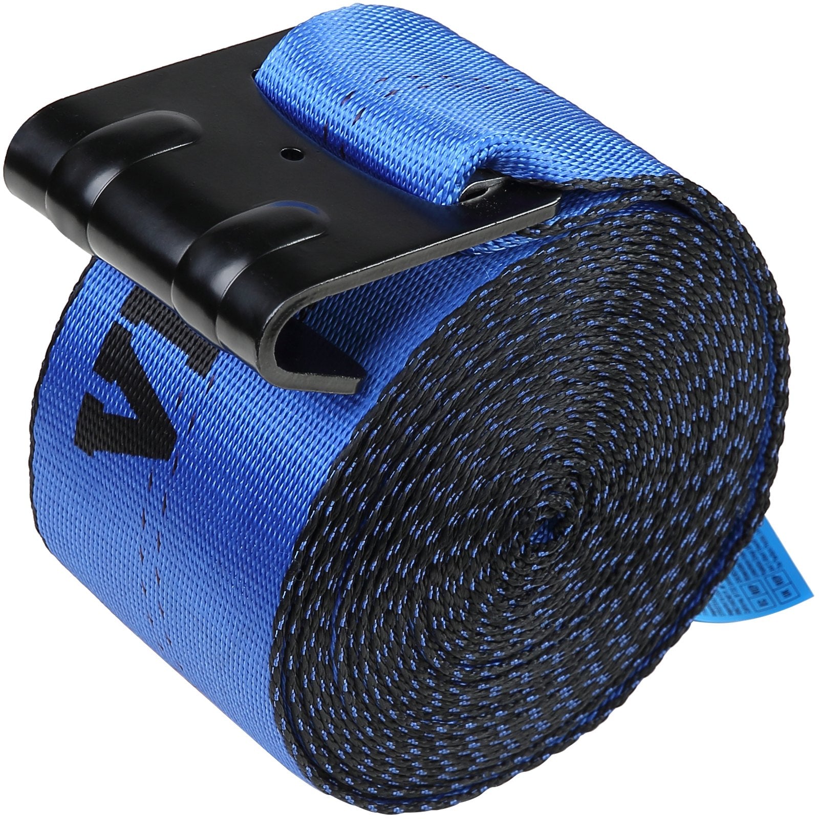 Winch Straps, 10.2 cm x 9.1 m, 2.7T Load Capacity, 8.2T Breaking Strength, Truck Straps with Flat Hook, Flatbed Tie Downs Cargo Control for Trailers, Farms, Rescues, Tree Saver, Blue (10 Pack)