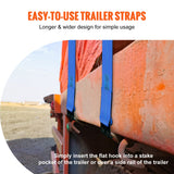 Cat Carriers & Crates: VEVOR Winch Straps, 10.2 cm x 9.1 m, 2.7T Load Capacity, 8.2T Breaking Strength, Truck Straps with Flat Hook, Flatbed Tie Downs Cargo Control for Trailers, Farms, Rescues, Tree Saver, Blue (10 Pack)