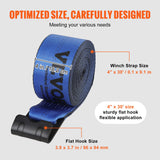 Cat Carriers & Crates: VEVOR Winch Straps, 10.2 cm x 9.1 m, 2.7T Load Capacity, 8.2T Breaking Strength, Truck Straps with Flat Hook, Flatbed Tie Downs Cargo Control for Trailers, Farms, Rescues, Tree Saver, Blue (10 Pack)