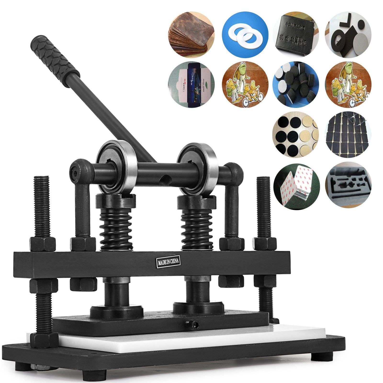 Paper Products: VEVOR Leather Cutting Machine Double Guiding Shaft Leather Embossing Machine with 260x120mm Upper Platen Max 10 mm Leather Die Cutter Suitable for Photo Paper PVC/EVA Sheet